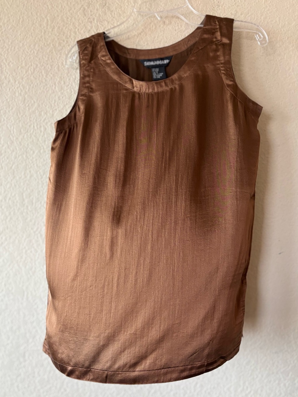 vintage Savannah 100% silk scoop neck shell tank top in brown Size S